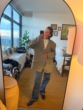 Pierre Balmain Oversized Olive Green Blazer Jacket